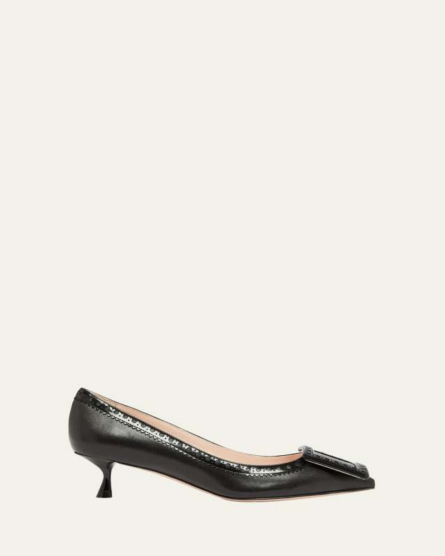 I Love Vivier Mixed Leather Kitten Pumps